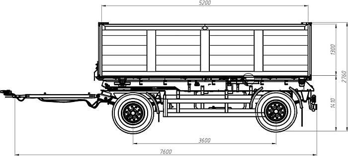 схема прицепа самосвального C8592-02(300) колеса 385/65R22,5 разгрузка на 3 стороны